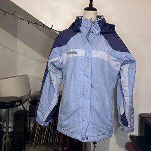 Columbia Blue & Light Blue Jacket/Coat with Hood Size M